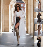 Zingj Wise Hot Style Autumn And Winter Contracted Long Sleeve Suit Collar Tie With Wool Coat Women's