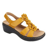 Zingj Summer Sandals New Hollowed-Out Slope Heel Fish Mouth Flowers Leisure And Comfortable Sandals Women's Size
