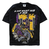 Men's T-Shirt Pure Cotton Street Clothing Animation Leisure Oversized Basketball Printed Short-Sleeved Shirt