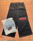 Dress Baggy Jeans Y2K Hip Hop Pocket Letter Retro Black Jeans Men's High Waist Wide Legs