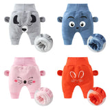 Cute Pants Boys Girl Cartoon High Waist Protection Belly Children Toddler Spring Autumn Winter Newborn Warm Velvet