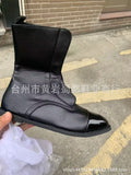 And Winter New Flat Bottom With Martin Boots Women Hot 43 Yards Pointed Patent Leather Splicing Side And Medium