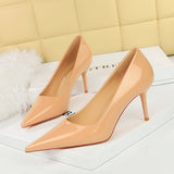 Zingj Simple Patent Leather Heels Women's Shoes With Shallow Pointed Versatile Commuter High