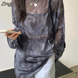 Women Tie Dye Long Sleeve Ladies Spring Loose High Street Stylish Thin Leisure Minimalist Harajuku Ins Comfortable