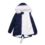 Winter Jacket Women Parka Fashion Long Coat Wool Liner Hooded Parkas Slim With Fur Collar Warm Snow Wear Padded Clothes