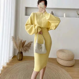 Zingj Women's Sweater Two-Piece Skirt Autumn Dress 2024 New Autumn Women's Autumn And Winter Fashion Professional Suit Women Spring And Autumn-Outfit