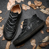 Zingj New Velvet Men's Shoes, High-Top Outdoor Men's Casual Shoes, Large Size Fine Belt Leather Shoes, Handmade Father