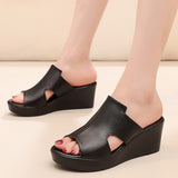 Hollow Waterproof Table Thick Bottom One-Word Drag High Slope And Fitting Room Slippers Soft Bottom Loose Cake 4243 Women Cold