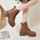 Leather Boots, Children's High-Heeled Shoes, Autumn And Winter 2023, New Online Celebrity High-Heeled Martin Boots, Thick-Soled Warm