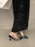 Zingj New Summer Pointed Small Fragrant Wind Pointed High Heels French High Heel Baotou Empty Sandals Woman-Outfit