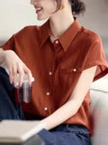 Commuting Short-Sleeved Shirt For Women In The Summer Of 2025 New Casual Relaxation Texture Shirt Design