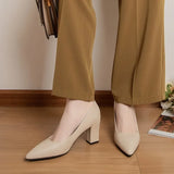Single Shoes Women's Coarse 2025 Spring And Summer New Pointed Work Shoes Shallow One-Footed Korean Version Of Simple High