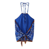Spring Print Neck-Hanging Blouse