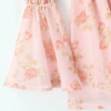 Floral Print Long Puff Sleeve Square Collar Mini Dress-Outfit