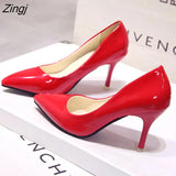 New Fashion High Heels Women Pumps Thin Heel Classic White Red Nede Beige Sexy Prom Wedding Shoes Blue Red