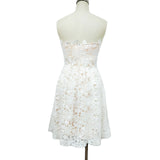 Zingj Hot Style Women's White Floral Wrapped Breast Bridesmaid Fluffy Middle Dress Evening Dress A