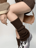 Warm Solid Color Ribbed Knit Leg Warmer- Outfit