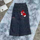 Big Boy Jeans Xinjiajuku Hip-Hop Cartoon Pattern Loosely Embroidered