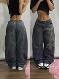 Zingj Sales Of New Loose Jeans Embroidered Hip Hop Casual Jeans High Street Men's High Waist Hip Hop 211-1-Outfit