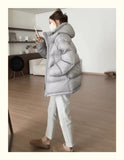 Hooded Thick Down Jacket Female 2024 Winter New Small Gentle Korean Version Of Casual White Duck Down Coat Tide-Outfit