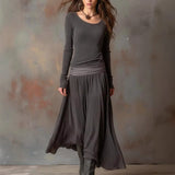 Women's Spring And Autumn Solid Color Casual Bvy Skirt With