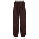 Summer New Spice Girls' Elastic Ribbon Fashion Low-Waist Wide-Legged Leisure