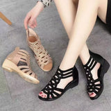New Soft Leather Roman Sandals Women Summer Soft Bottom Water Drill Mother Shoes Fashion Wearing Ladies Sandals Slopes And
