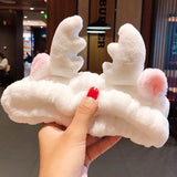 New OMG Letter Coral Fleece Wash Face Bow Hairbands For Women Girls Headbands Headwear Hair Bands Turban Hair