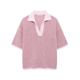 Spring Style Loose Knitted POLO Collar Blouse 6427041 Shorts