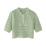 New Knitted Button Short Blouse