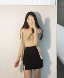 New Fashion Women Office Formal Pencil Skirt Spring Summer Elegant Slim Front Slit Midi Black/Red OL