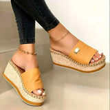 Zingj 2024 Summer Women's Fish Mouth Cloth Cover Fashion Sandals And Slippers Heeled Women's