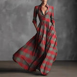 Women's Long-Sleeved Collar Digital Print Dress
