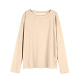 New Long-Sleeved Snowflake T-Shirt Women's Summer Thin Carmeat Round-Neck Loose Temperament