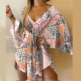 Zingj 2023Wish New Sexy V-Neck Irregular Bat Sleeve Lace-Up