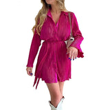 Dress 2025 Women's New Dress Flower Print Skirt With Long-Sleeved