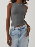 Tight Bottomed Shirt With Round Neck Racerback
