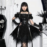 Autumn New Women's Wear Dark Style Elegant Slim Texture Fabric Shoulder Dress