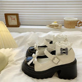 Zingj Lovely Mary Jane Small Leather Shoes Female Spring 2024 New Versatile Heighten Thick Bottom With Skirt Bow-Outfit