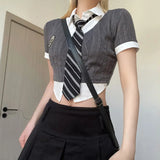 New Spring Color Lapel Slim Look Thin Girl College Wind Vacation Two Zhang Tsai Blouse