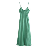 New Women's Wear Fashion Leisure Silk Satin Flute Suspender Skirt