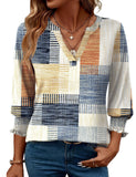 Women's 2025 Fashion Shirt Seven-Sleeve Flower Printed Casual Shirt Summer