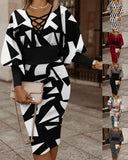 Independent Station Fashionable Fashion Printed Long-Sleeved Dress Women's