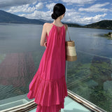 Zingj Summer New Women's French Design Sense Pure To Fold Layer Hollow Seaside Beach Holiday