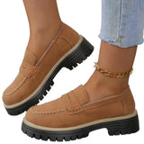 New Spring And Autumn Lefu Shoes Large-Size Leisure Grinding Sand Yingfeng Women's Shoes Thick Heel Thick Back