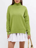 And Winter Half-High Collar Thread Sweater Solid Color Cover Loose Casual