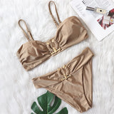 Zingj 2023 Sexy Bikini Leopard Print High Waist Swimsuit Metal Accessories Women's