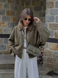 Spring And Autumn Pilot Jacket Bat Sleeve Zipper Loose Tuff-Sense Coat Women's Casual Jacket