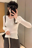 Thin Korean Horn Sleeve Knitted Sweater New Sweet Slim And Forked Underwear In Autumn And