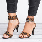 Summer Popular Style Women's Sandals Large Size Women's Shoes Leopard Pattern Thin Heel Women's Sandals Direct